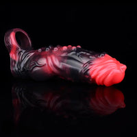 5.91in Silicone Vibrating Dog Tentacle Cock Sleeve Knot Dildo With Cock Ring