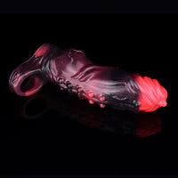 5.91in Silicone Vibrating Dog Tentacle Cock Sleeve Knot Dildo With Cock Ring