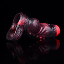 5.91in Silicone Vibrating Dog Tentacle Cock Sleeve Knot Dildo With Cock Ring