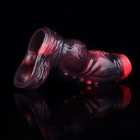 5.91in Silicone Vibrating Dog Tentacle Cock Sleeve Knot Dildo With Cock Ring
