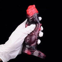 5.91in Silicone Vibrating Dog Tentacle Cock Sleeve Knot Dildo With Cock Ring