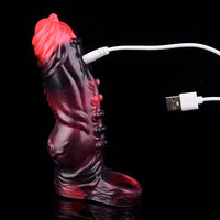 5.91in Silicone Vibrating Dog Tentacle Cock Sleeve Knot Dildo With Cock Ring