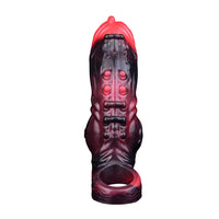 5.91in Silicone Vibrating Dog Tentacle Cock Sleeve Knot Dildo With Cock Ring