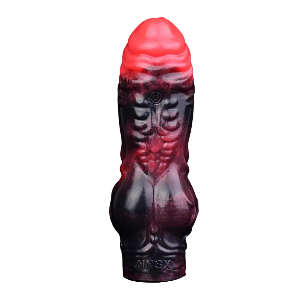 5.91in Silicone Vibrating Dog Tentacle Cock Sleeve Knot Dildo With Cock Ring
