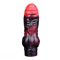 5.91in Silicone Vibrating Dog Tentacle Cock Sleeve Knot Dildo With Cock Ring