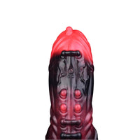 5.91in Silicone Vibrating Dog Tentacle Cock Sleeve Knot Dildo With Cock Ring