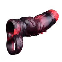 5.91in Silicone Vibrating Dog Tentacle Cock Sleeve Knot Dildo With Cock Ring
