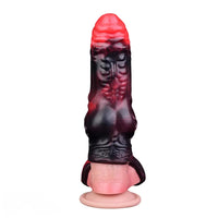 5.91in Silicone Vibrating Dog Tentacle Cock Sleeve Knot Dildo With Cock Ring
