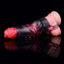 5.91in Silicone Vibrating Dog Tentacle Cock Sleeve Knot Dildo With Cock Ring