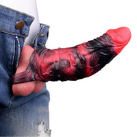 5.98in 7.09in Silicone Cock Sleeve Spiked Hollow Vibrating Fantasy Dildo