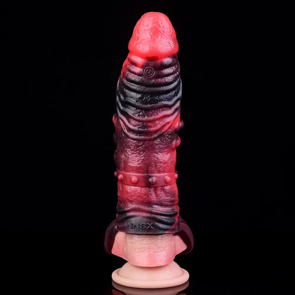 5.98in 7.09in Silicone Cock Sleeve Spiked Hollow Vibrating Fantasy Dildo