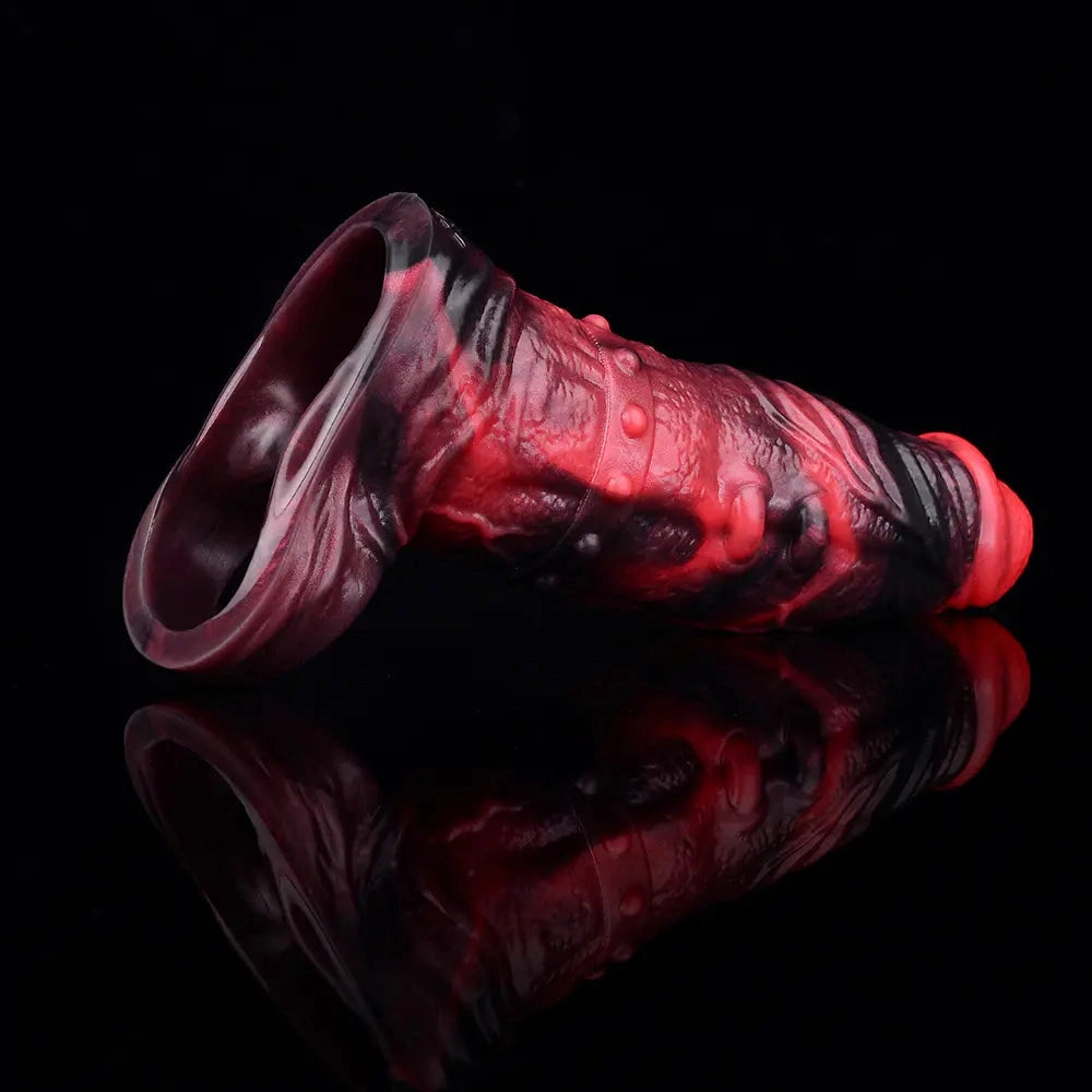 5.98in 7.09in Silicone Cock Sleeve Spiked Hollow Vibrating Fantasy Dildo