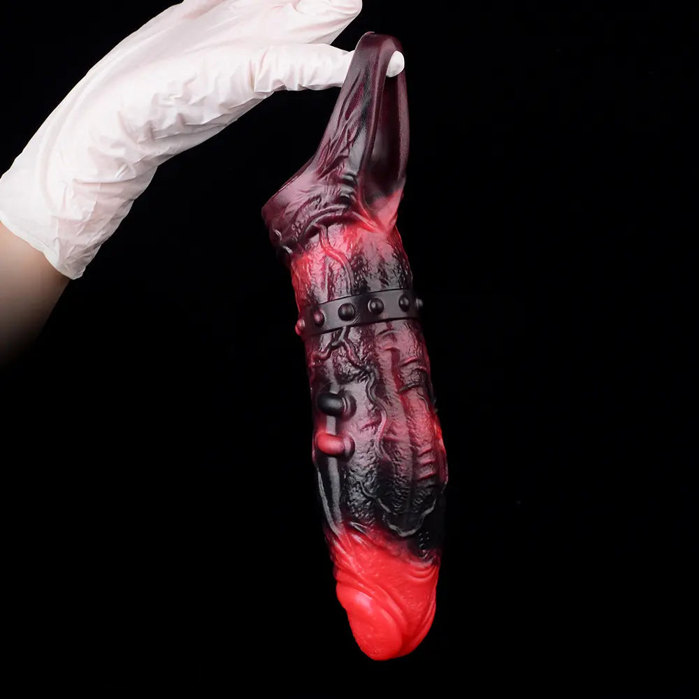 5.98in 7.09in Silicone Cock Sleeve Spiked Hollow Vibrating Fantasy Dildo