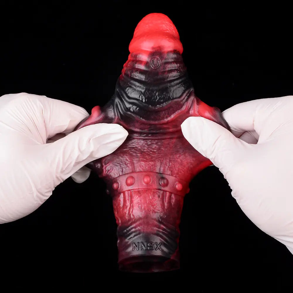 5.98in 7.09in Silicone Cock Sleeve Spiked Hollow Vibrating Fantasy Dildo