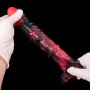 5.98in 7.09in Silicone Cock Sleeve Spiked Hollow Vibrating Fantasy Dildo