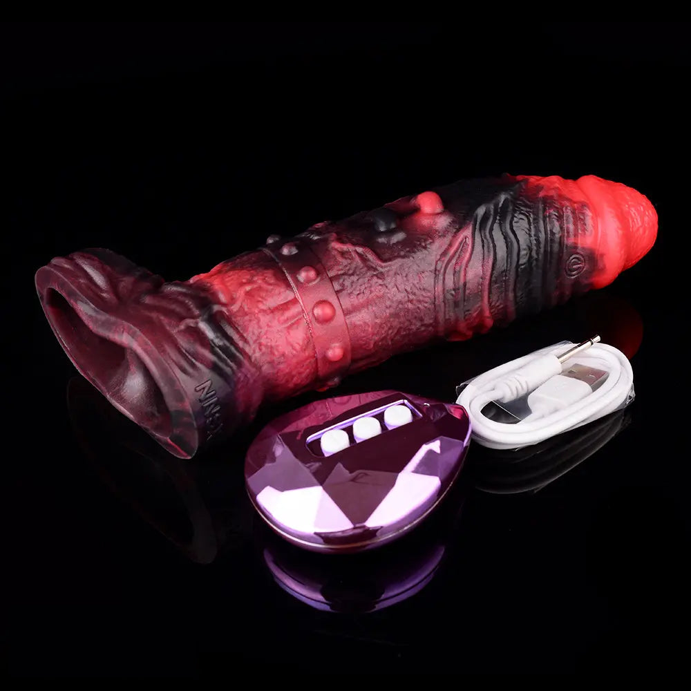 5.98in 7.09in Silicone Cock Sleeve Spiked Hollow Vibrating Fantasy Dildo