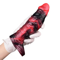 5.98in 7.09in Silicone Cock Sleeve Spiked Hollow Vibrating Fantasy Dildo