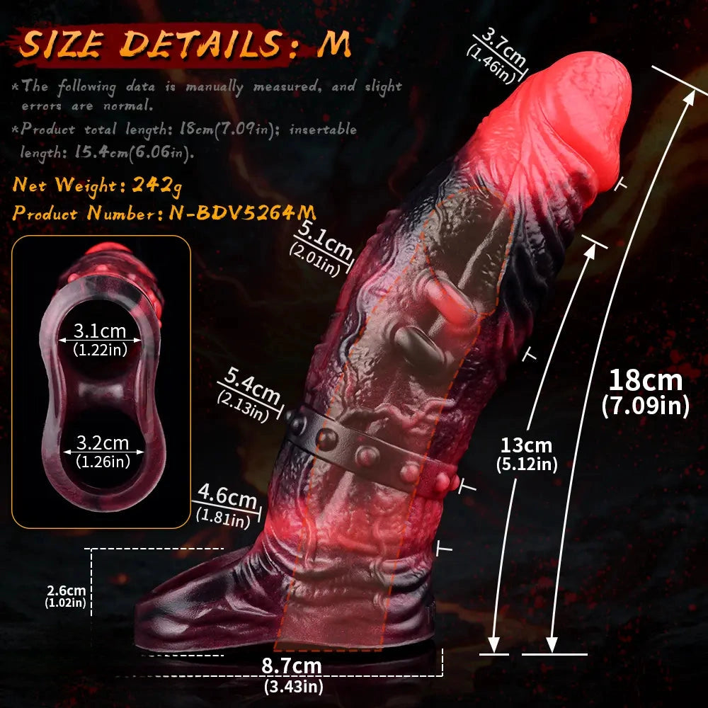 5.98in 7.09in Silicone Cock Sleeve Spiked Hollow Vibrating Fantasy Dildo