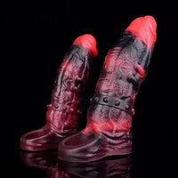 5.98in 7.09in Silicone Cock Sleeve Spiked Hollow Vibrating Fantasy Dildo