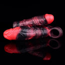 5.98in 7.09in Silicone Cock Sleeve Spiked Hollow Vibrating Fantasy Dildo