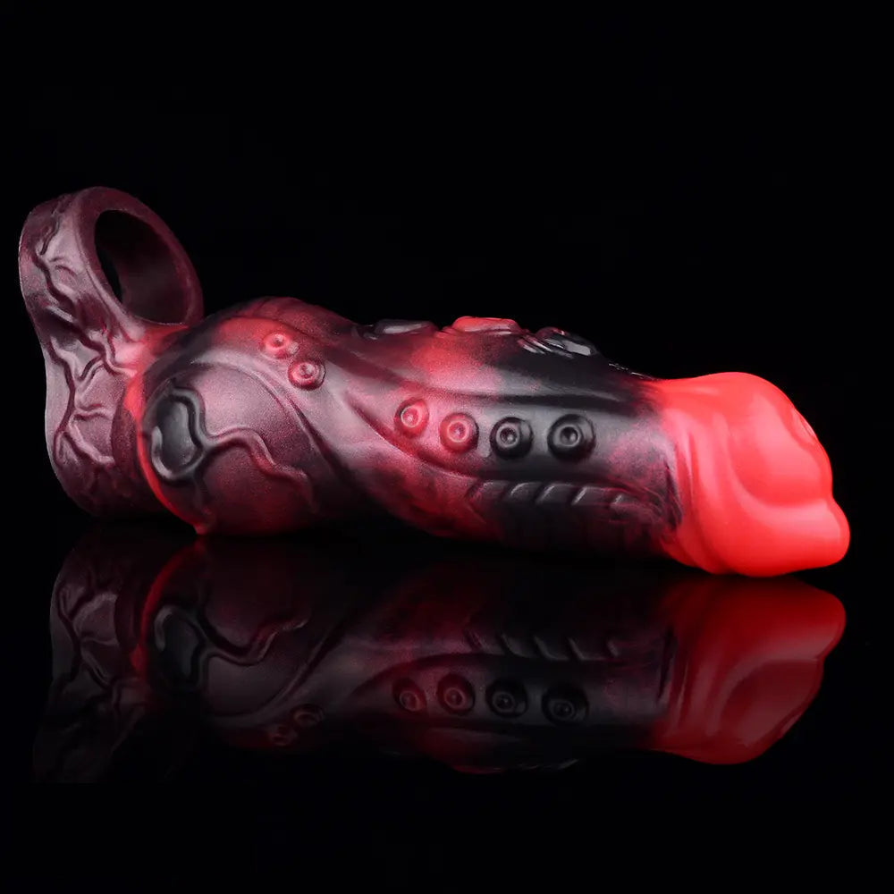 5.98in 7.09in Silicone Tentacle Cock Sleeve Knot Vibrating Hollow Female Dildo