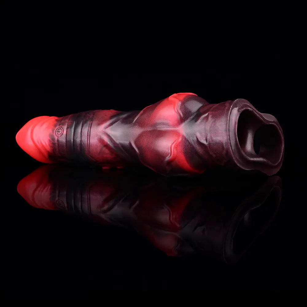 5.98in 7.09in Silicone Tentacle Cock Sleeve Knot Vibrating Hollow Female Dildo