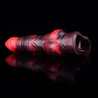5.98in 7.09in Silicone Tentacle Cock Sleeve Knot Vibrating Hollow Female Dildo