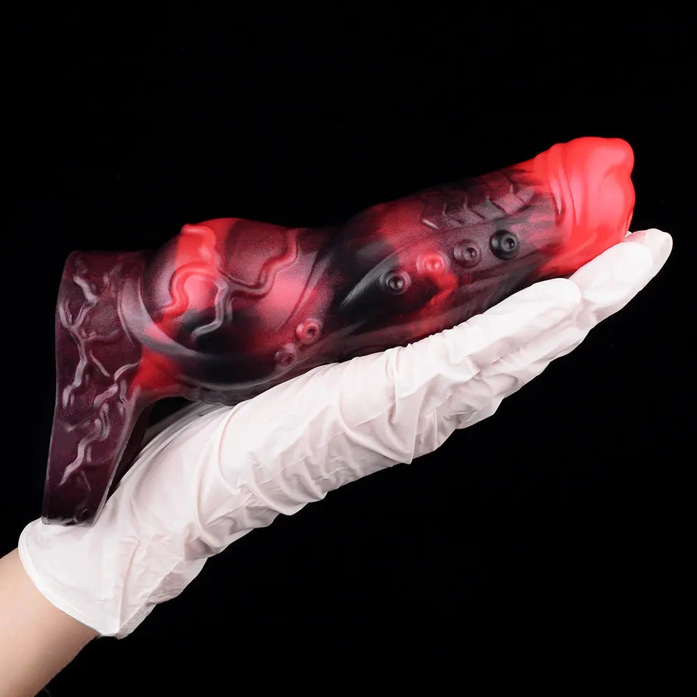 5.98in 7.09in Silicone Tentacle Cock Sleeve Knot Vibrating Hollow Female Dildo