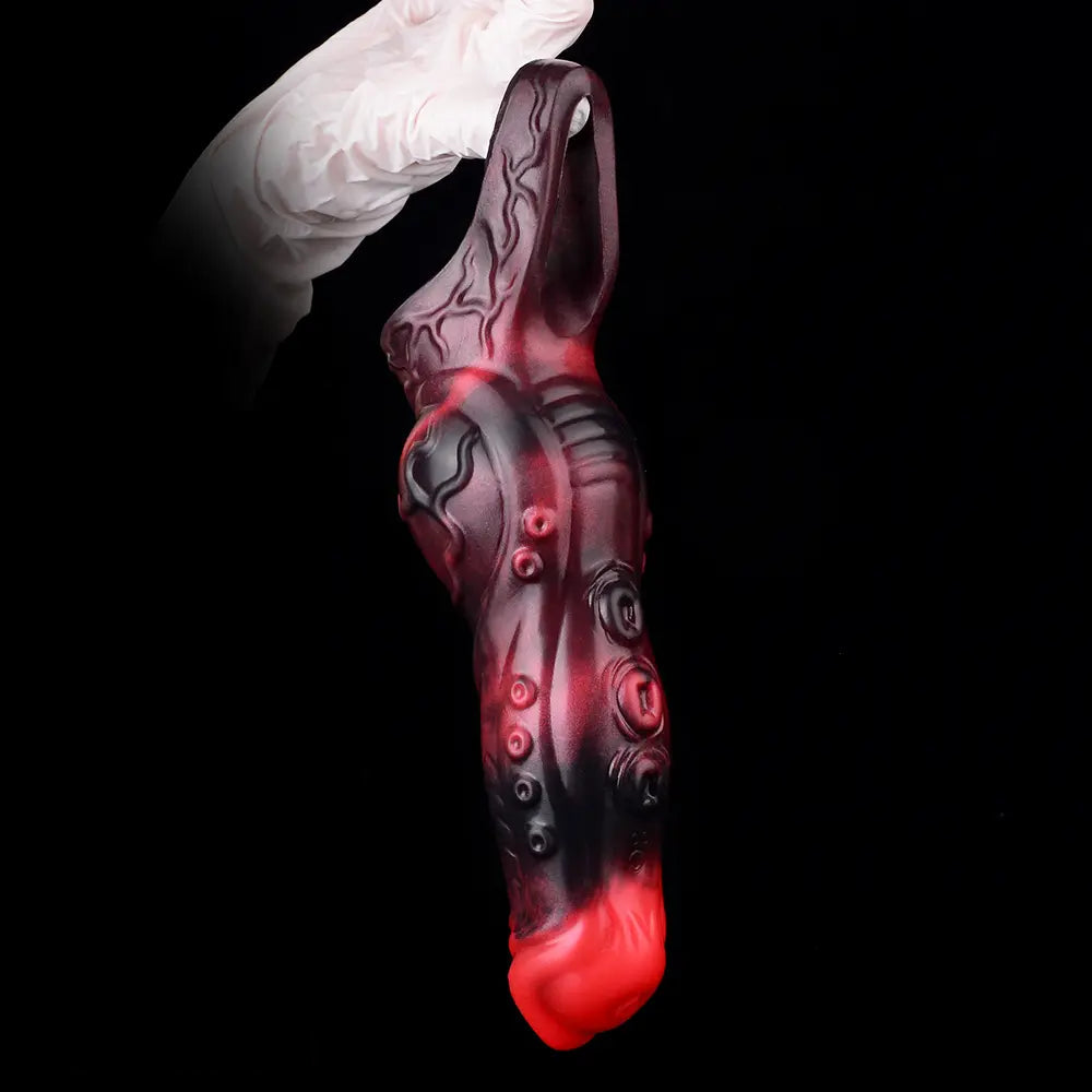 5.98in 7.09in Silicone Tentacle Cock Sleeve Knot Vibrating Hollow Female Dildo
