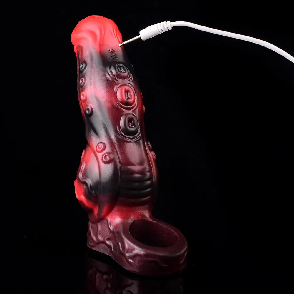 5.98in 7.09in Silicone Tentacle Cock Sleeve Knot Vibrating Hollow Female Dildo