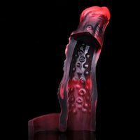 5.98in 7.09in Silicone Tentacle Cock Sleeve Knot Vibrating Hollow Female Dildo
