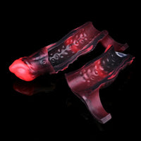 5.98in 7.09in Silicone Tentacle Cock Sleeve Knot Vibrating Hollow Female Dildo