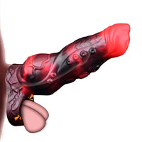 5.98in 7.09in Silicone Tentacle Cock Sleeve Knot Vibrating Hollow Female Dildo