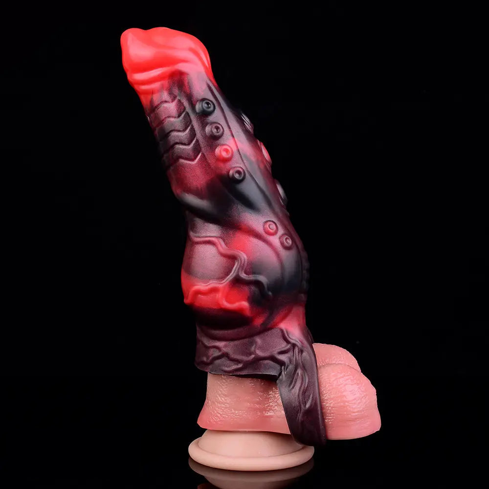 5.98in 7.09in Silicone Tentacle Cock Sleeve Knot Vibrating Hollow Female Dildo