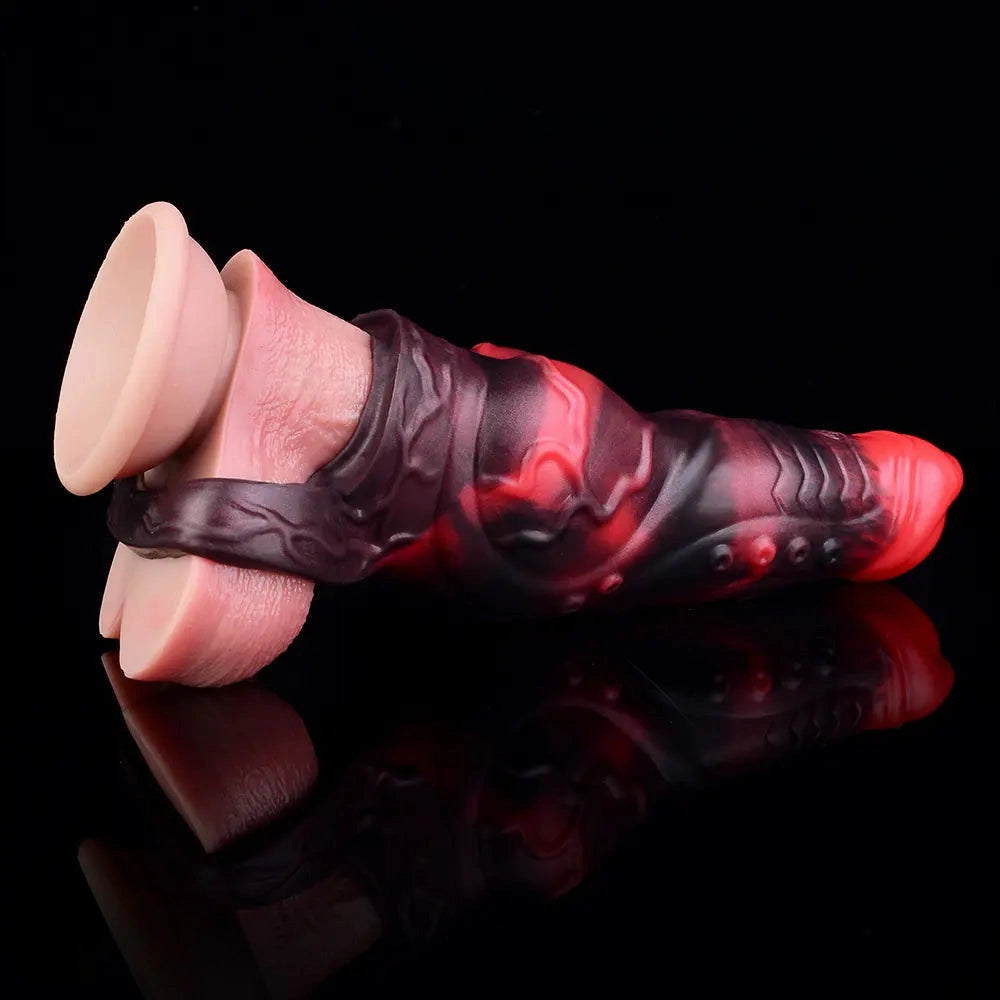 5.98in 7.09in Silicone Tentacle Cock Sleeve Knot Vibrating Hollow Female Dildo