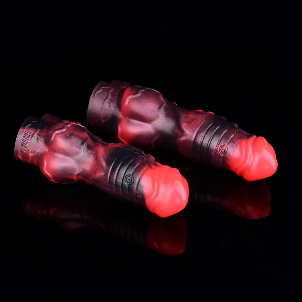 5.98in 7.09in Silicone Tentacle Cock Sleeve Knot Vibrating Hollow Female Dildo