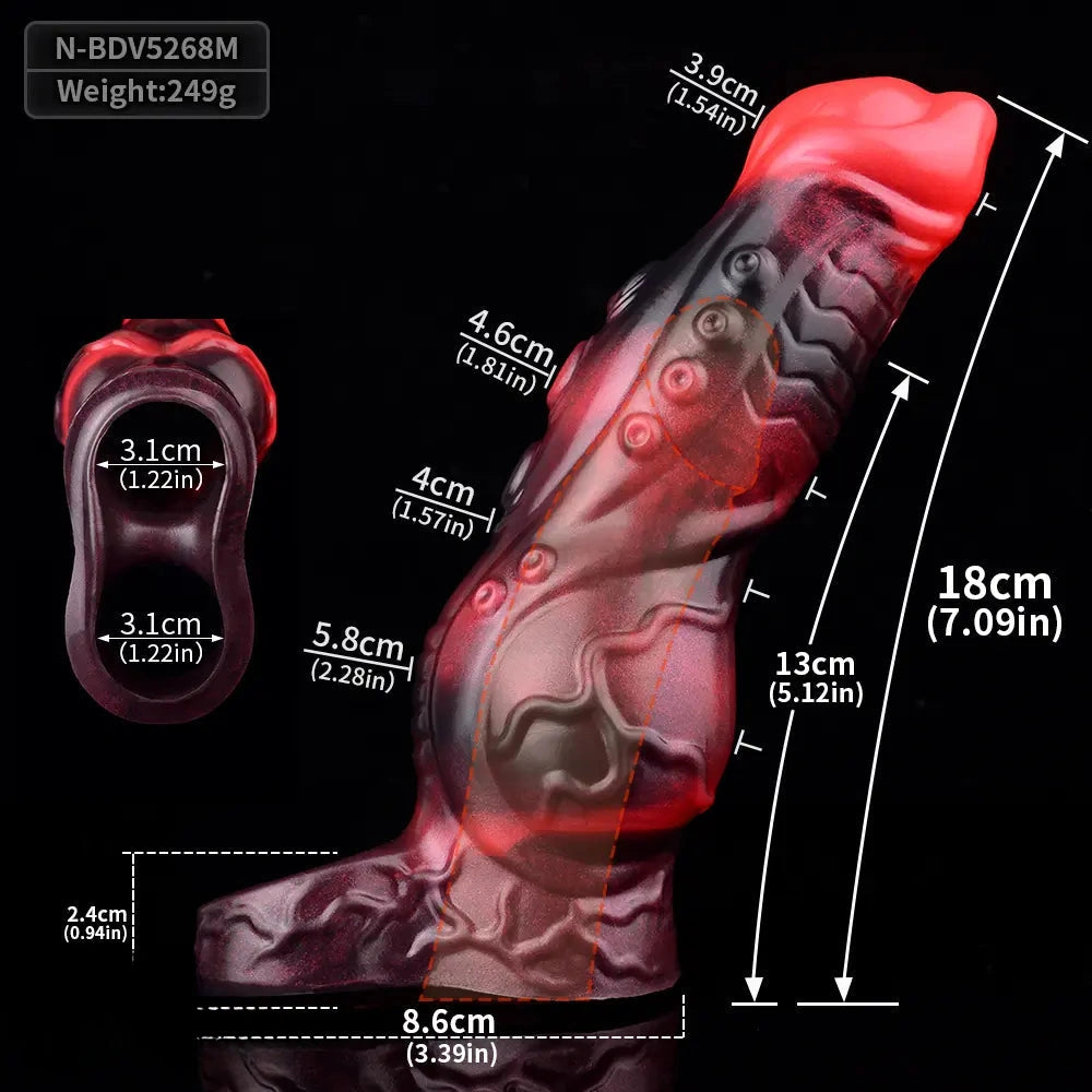 5.98in 7.09in Silicone Tentacle Cock Sleeve Knot Vibrating Hollow Female Dildo