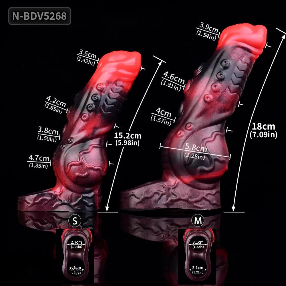 5.98in 7.09in Silicone Tentacle Cock Sleeve Knot Vibrating Hollow Female Dildo