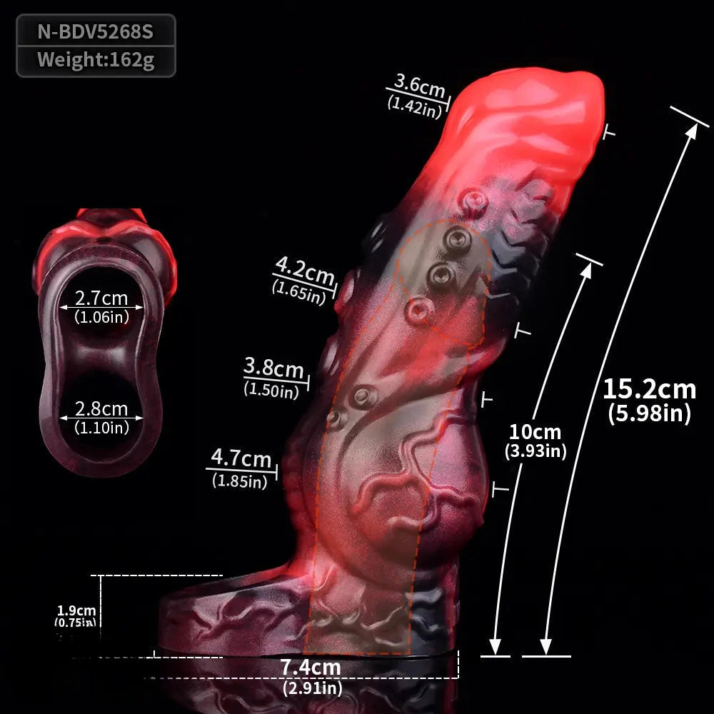 5.98in 7.09in Silicone Tentacle Cock Sleeve Knot Vibrating Hollow Female Dildo