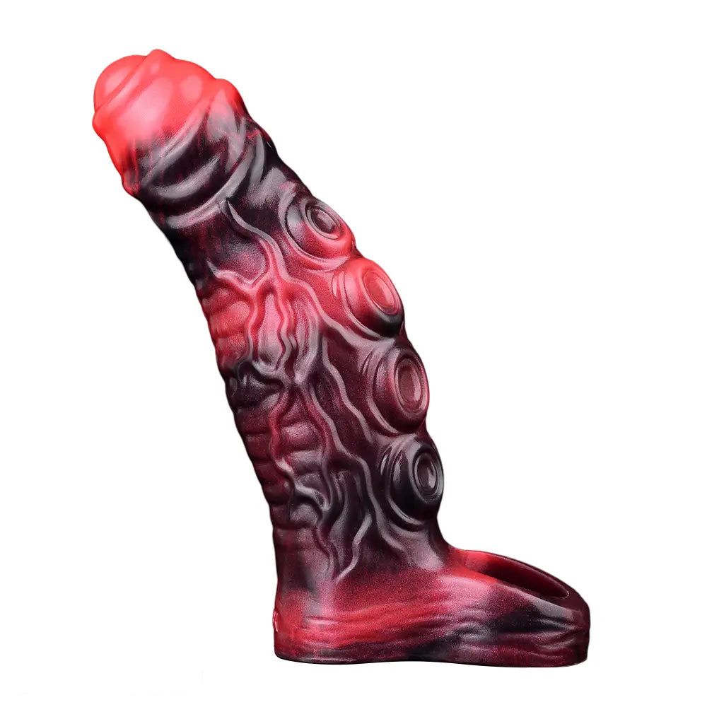 5.98in 7.17in Silicone Tentacle Cock Sleeve Uncut Soft Vibrating Dildo