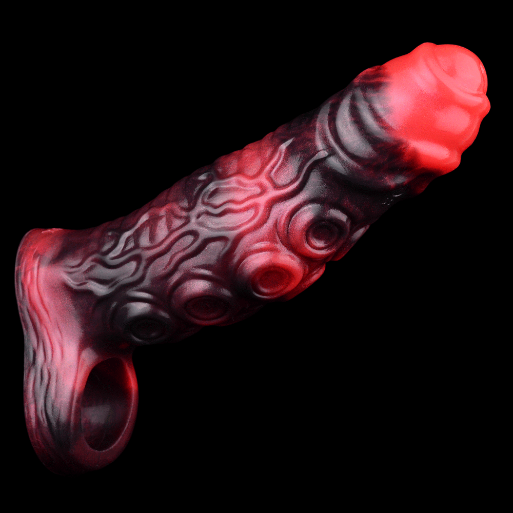 5.98in 7.17in Silicone Tentacle Cock Sleeve Uncut Soft Vibrating Dildo