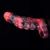 5.98in 7.17in Silicone Tentacle Cock Sleeve Uncut Soft Vibrating Dildo