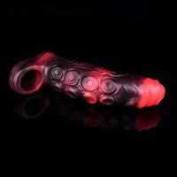 5.98in 7.17in Silicone Tentacle Cock Sleeve Uncut Soft Vibrating Dildo