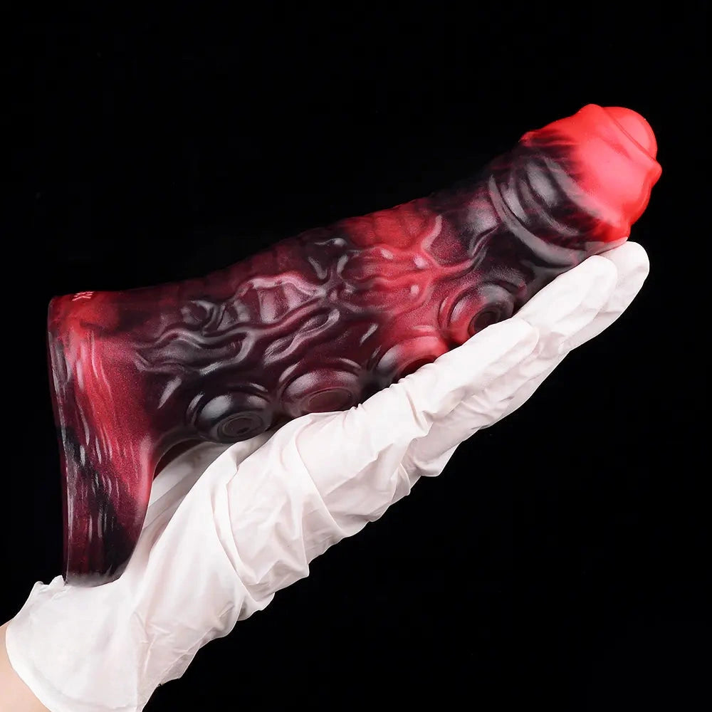 5.98in 7.17in Silicone Tentacle Cock Sleeve Uncut Soft Vibrating Dildo