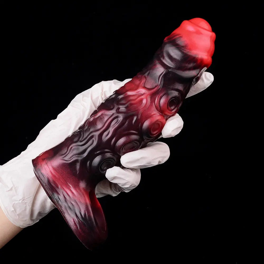 5.98in 7.17in Silicone Tentacle Cock Sleeve Uncut Soft Vibrating Dildo