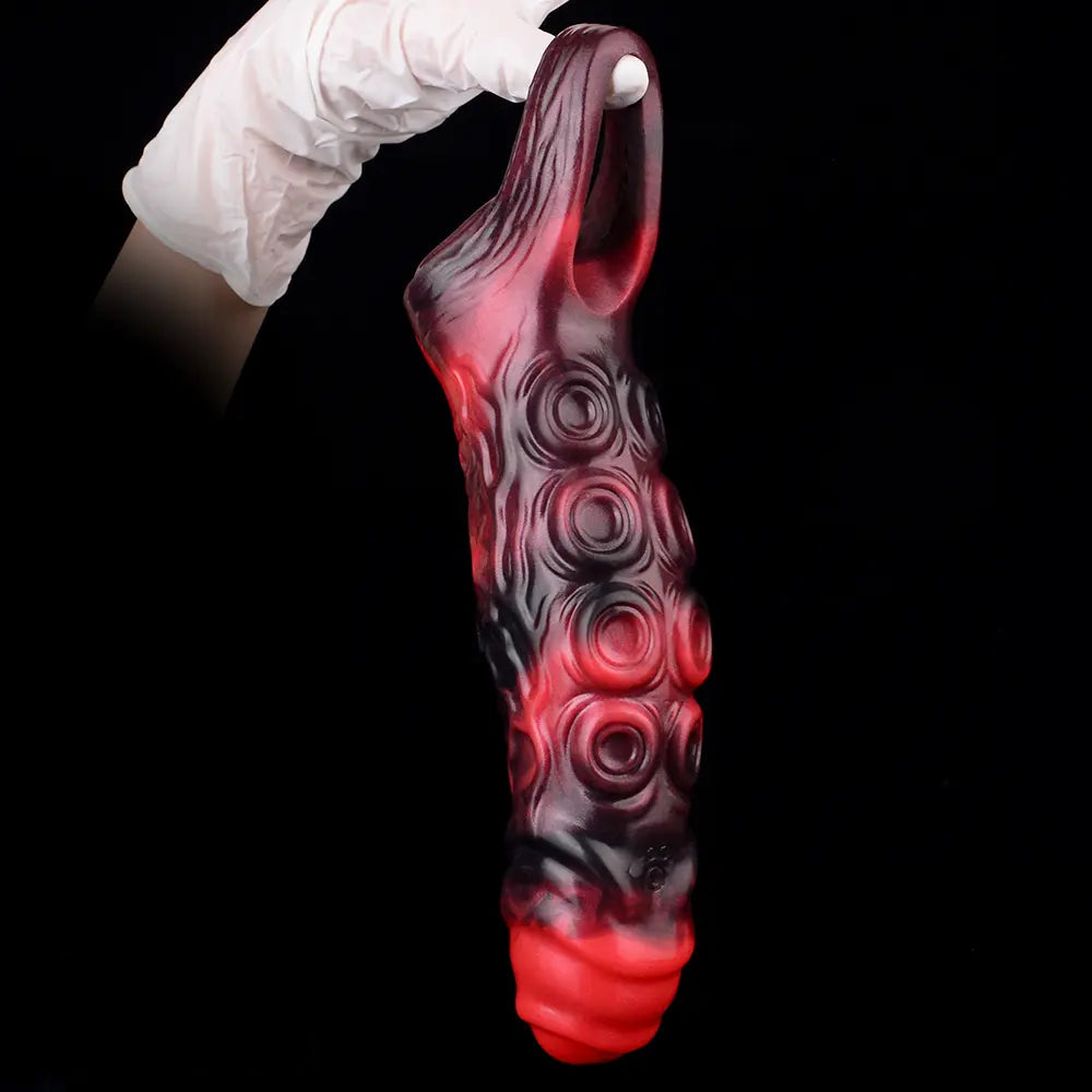 5.98in 7.17in Silicone Tentacle Cock Sleeve Uncut Soft Vibrating Dildo