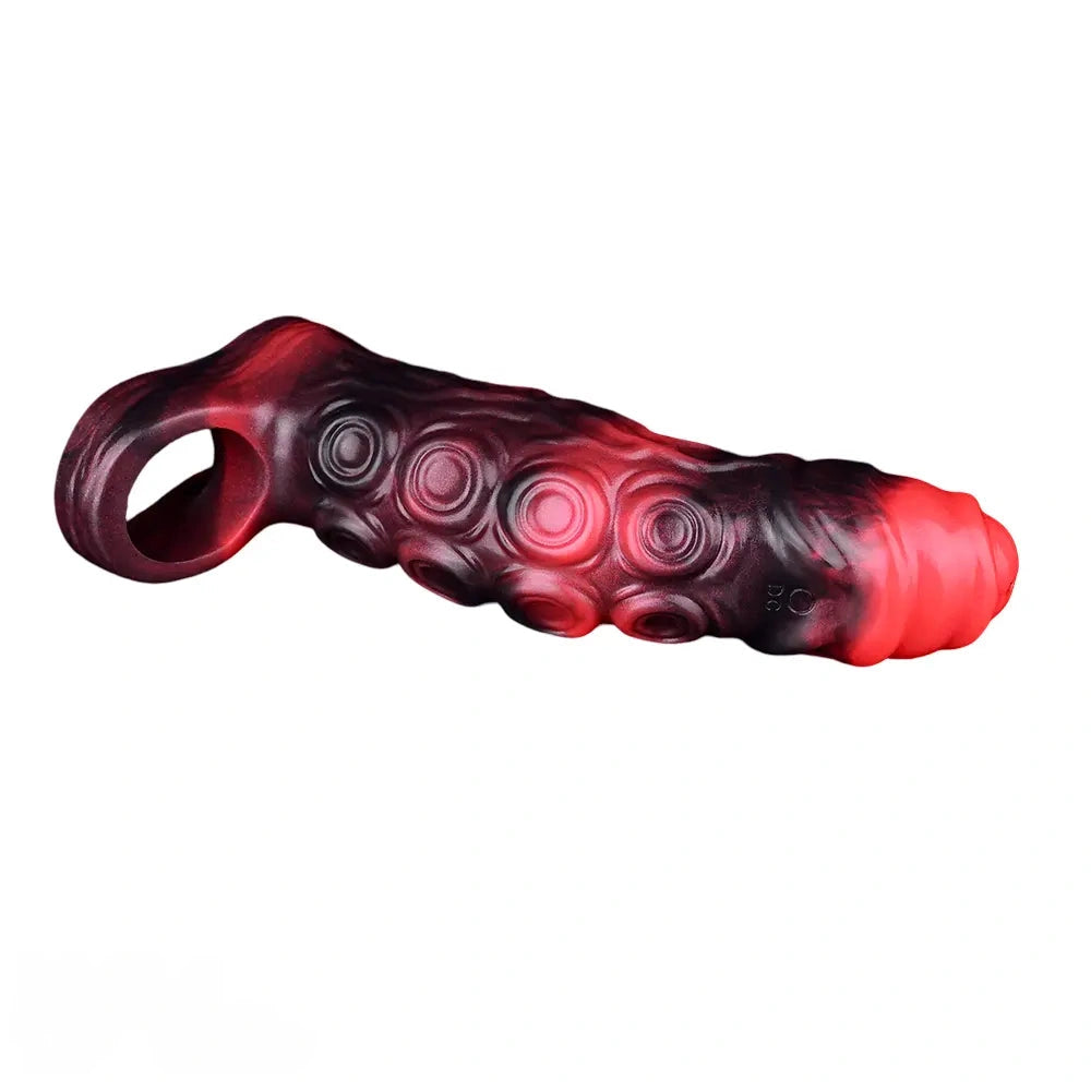 5.98in 7.17in Silicone Tentacle Cock Sleeve Uncut Soft Vibrating Dildo