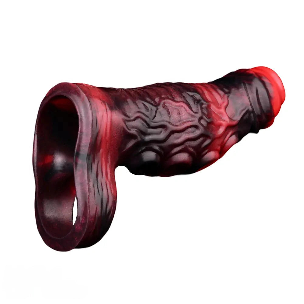 5.98in 7.17in Silicone Tentacle Cock Sleeve Uncut Soft Vibrating Dildo
