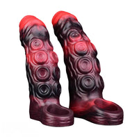 5.98in 7.17in Silicone Tentacle Cock Sleeve Uncut Soft Vibrating Dildo