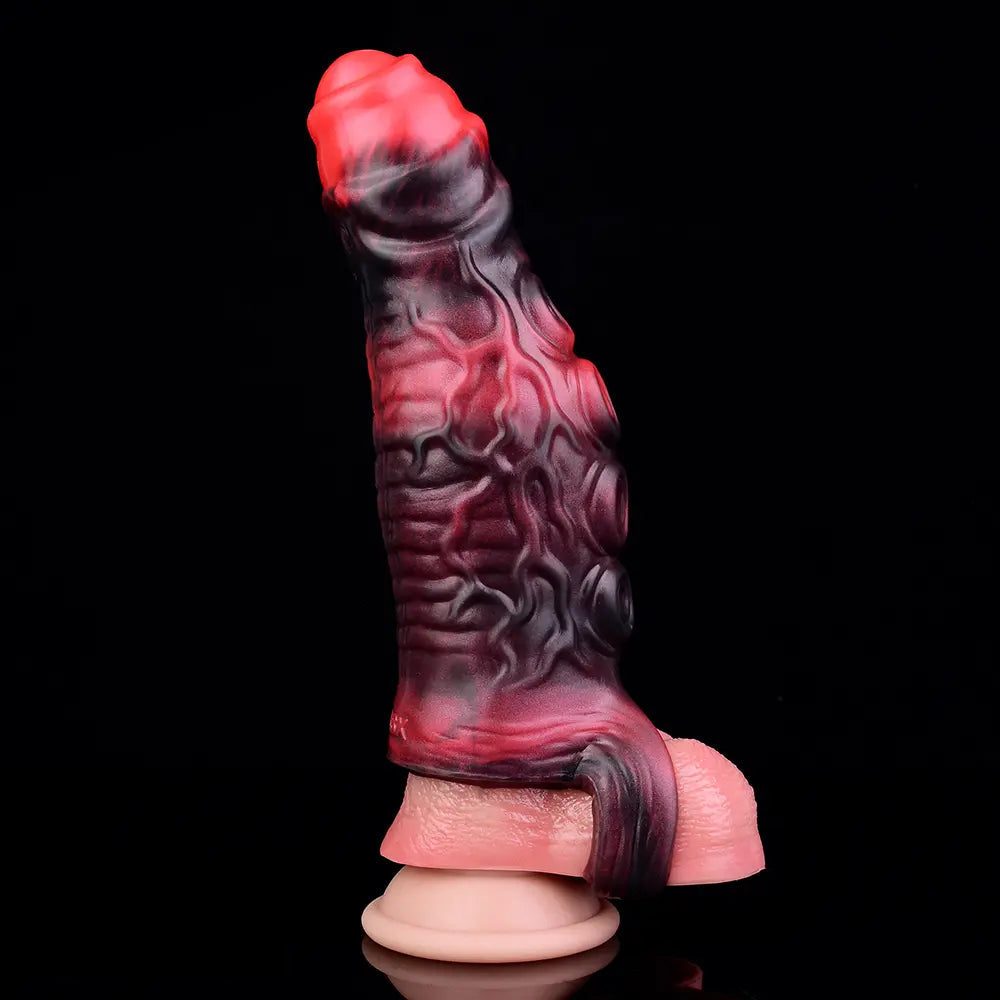5.98in 7.17in Silicone Tentacle Cock Sleeve Uncut Soft Vibrating Dildo